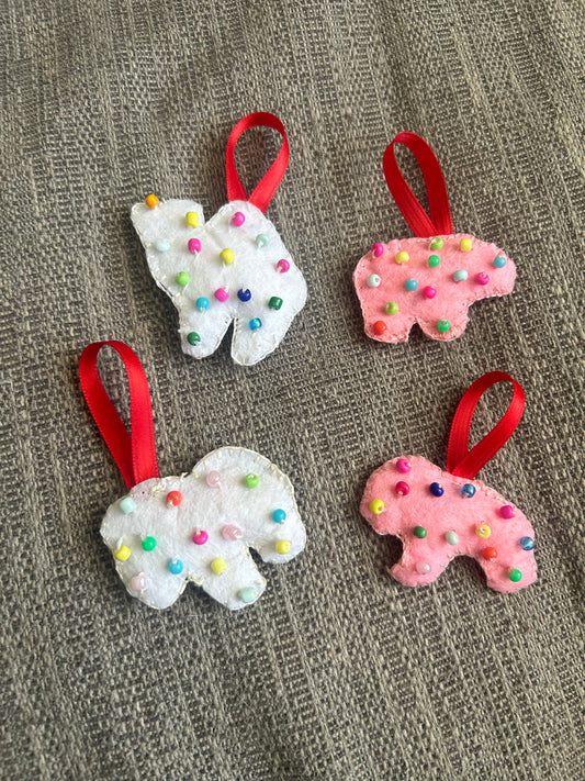 Circus animal cookie ornaments